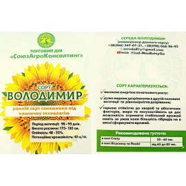 Насіння соняшника Володимир, 90-95 днів, непротруєне, фракція 3